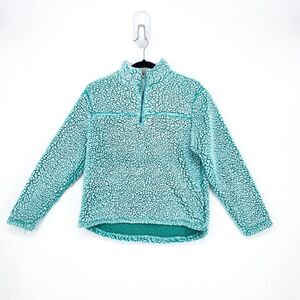 Cuddly Sherpa Girls 14 16 Fleece Jacket Jade Blue Green Zip Mock Neck Piling